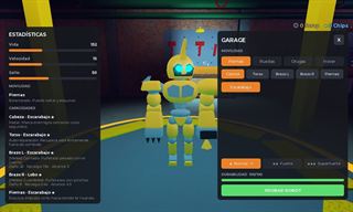 Garage: armado del robot con estadísticas por pieza
